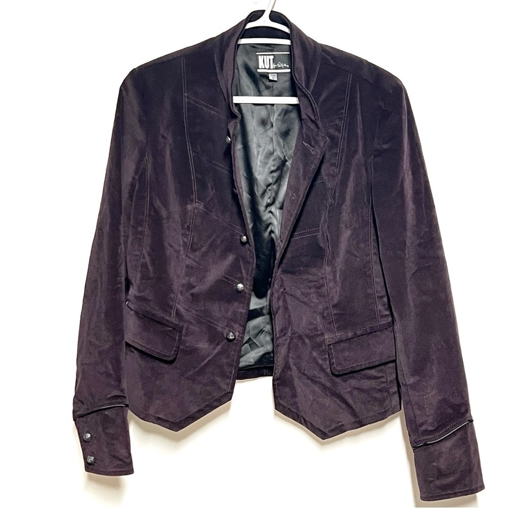 New Anthropologie Kut from the Dark Purple Corduroy Button Front Jacket Sz S